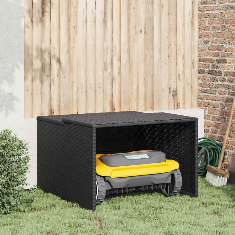 Vidaxl garage voor robotmaaier 86x90x52 57 cm poly rattan zwart