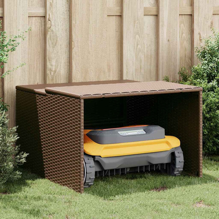 Vidaxl garage voor robotmaaier 86x90x52 57 cm poly rattan bruin