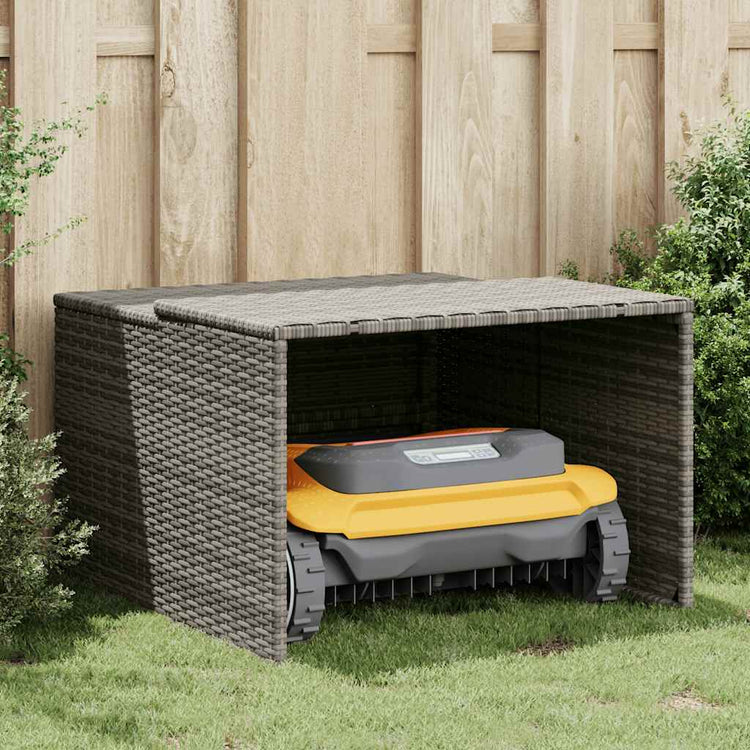 Vidaxl garage voor robotmaaier 86x90x52 57 cm poly rattan grijs