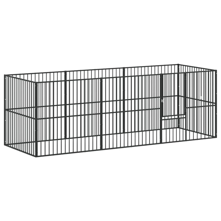 Vidaxl hondenkennel 8 panelen gepoedercoat staal zwart