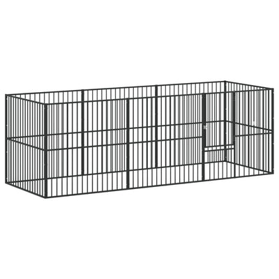 Vidaxl hondenkennel 8 panelen gepoedercoat staal zwart