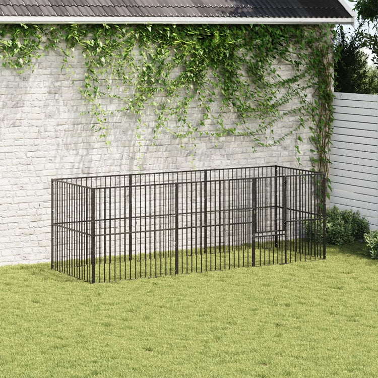 Vidaxl hondenkennel 8 panelen gepoedercoat staal zwart