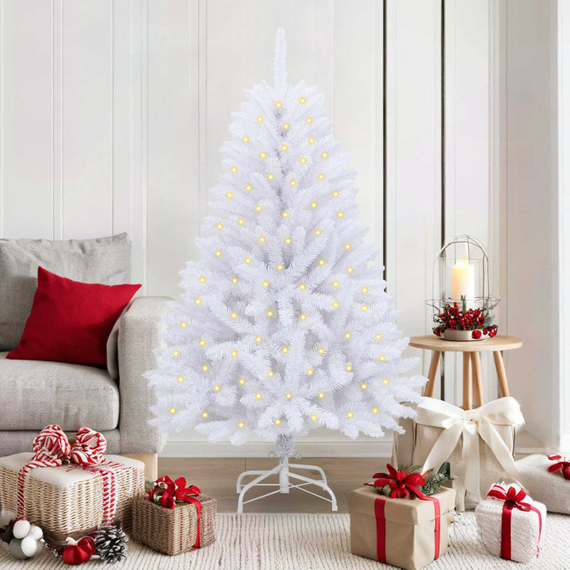 Vidaxl kunstkerstboom 150 led's pvc en staal wit