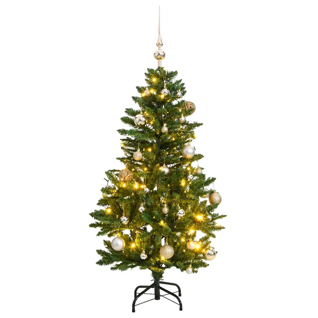 Vidaxl kunstkerstboom met scharnieren 150 led en kerstballen 120 cm