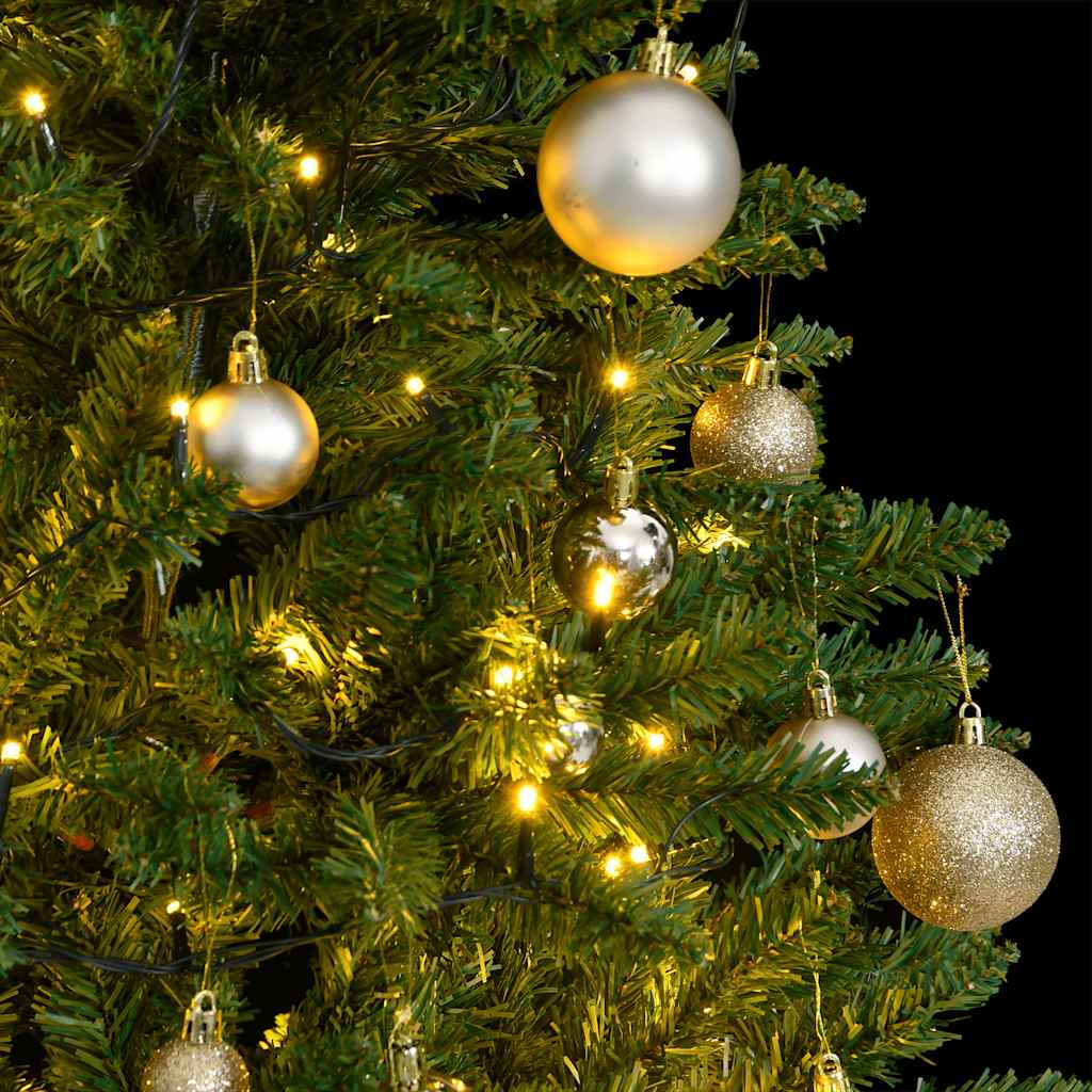Vidaxl kunstkerstboom met scharnieren 150 led en kerstballen 120 cm
