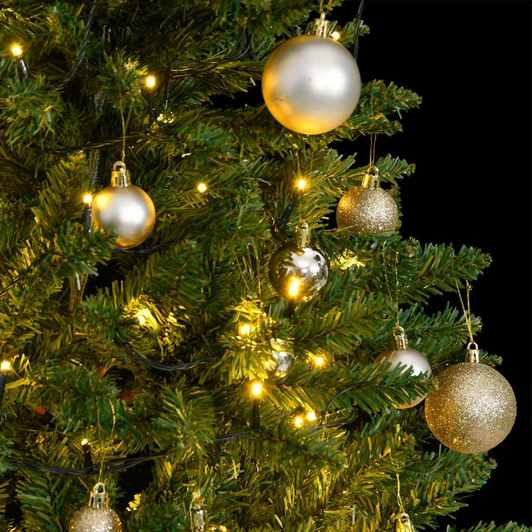 Vidaxl kunstkerstboom met scharnieren 150 led's en kerstballen 150 cm