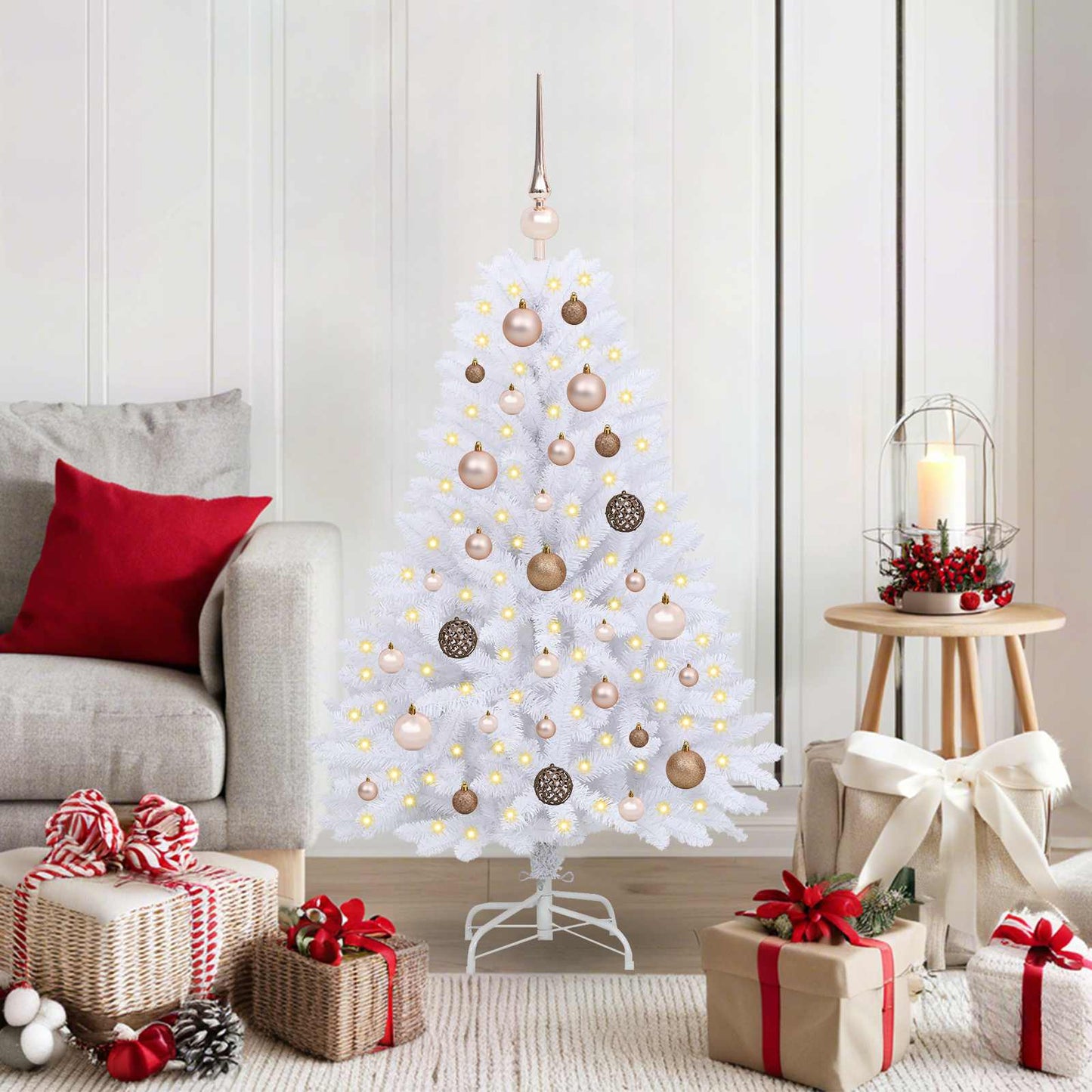 Vidaxl kunstkerstboom wit 68 x 68 x 120 cm pvc en metaal