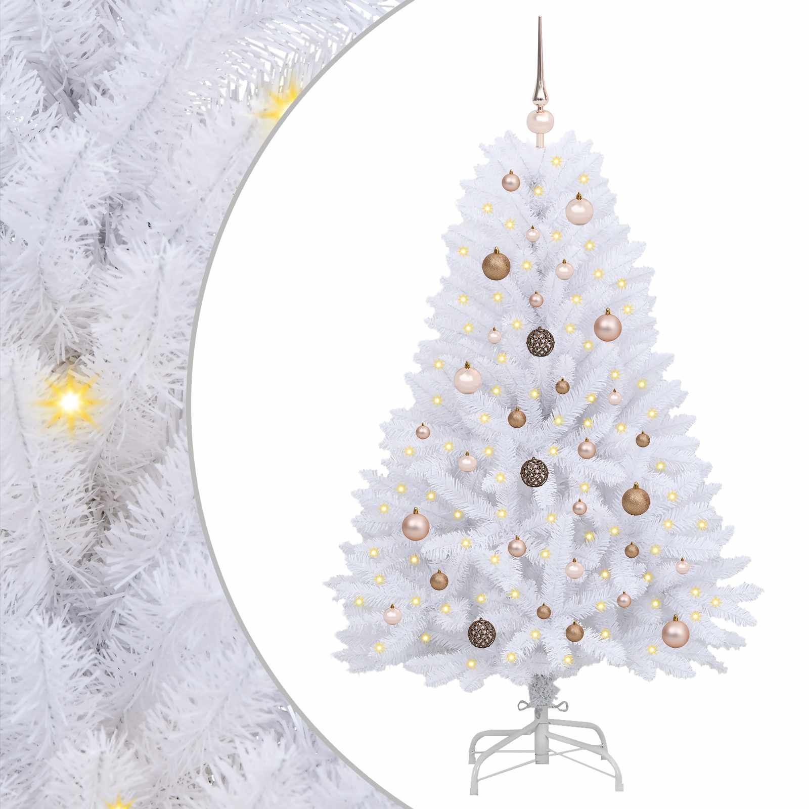 Vidaxl kunstkerstboom wit 80 x 80 x 150 cm pvc en metaal