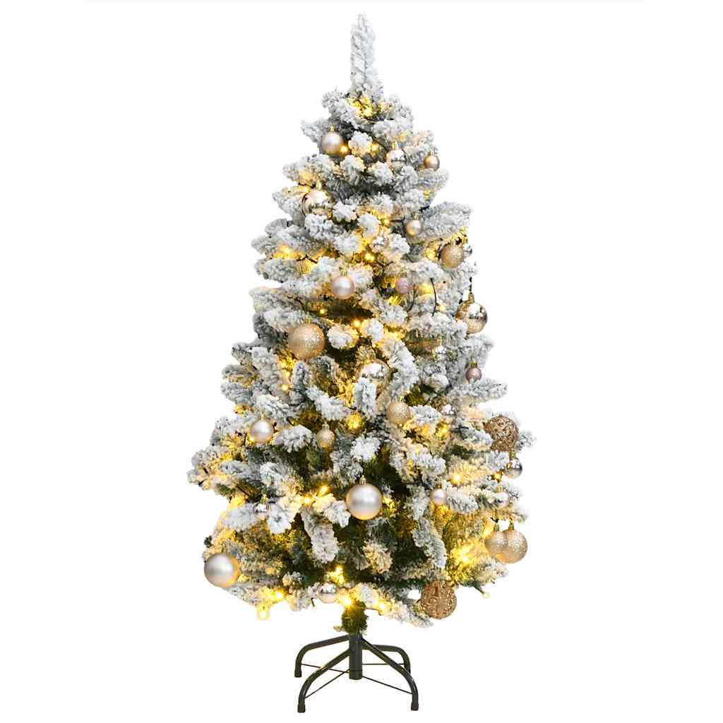 Vidaxl kunstkerstboom met scharnieren 150 led's en kerstballen 150 cm