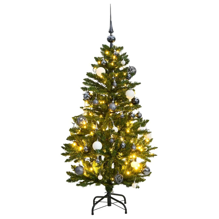 Vidaxl kunstkerstboom met scharnieren 150 led en kerstballen 120 cm