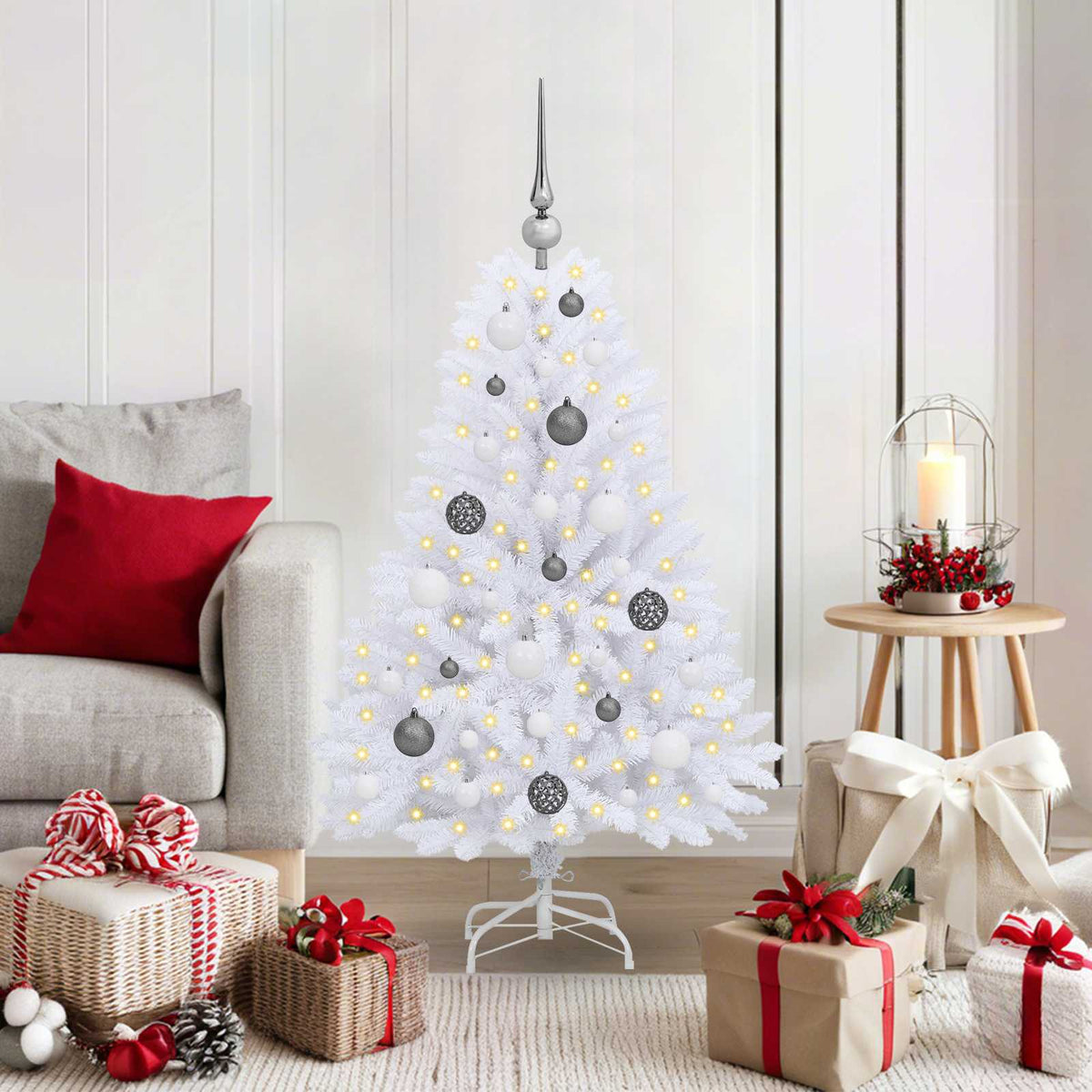 Vidaxl kunstkerstboom wit 68 x 68 x 120 cm pvc en metaal