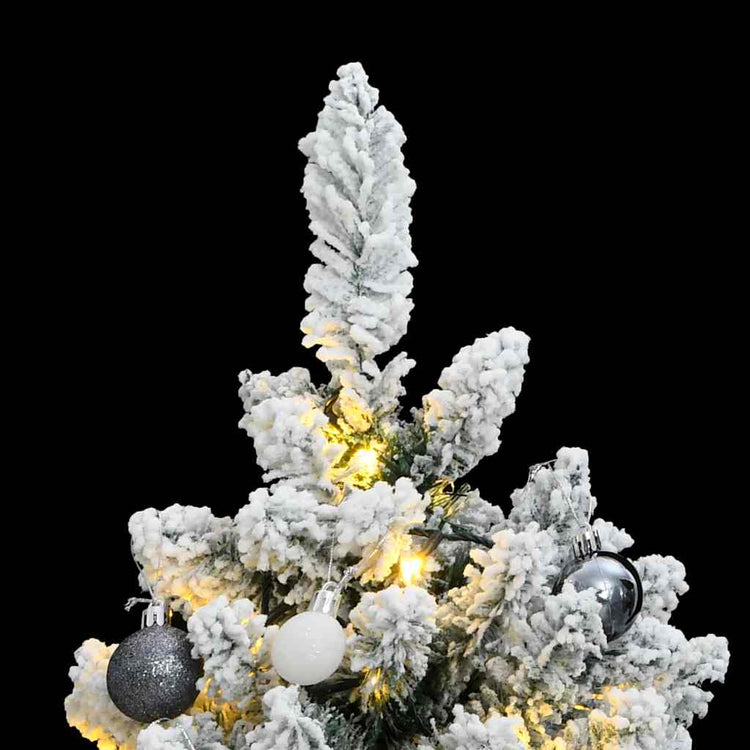 Vidaxl kunstkerstboom met scharnieren 150 led en kerstballen 120 cm