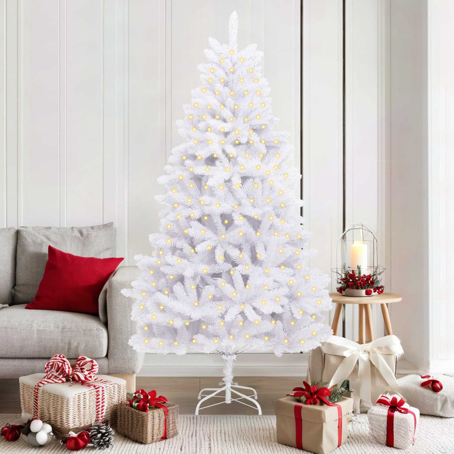 Vidaxl kunstkerstboom met 300 led wit 180 cm pvc en metaal