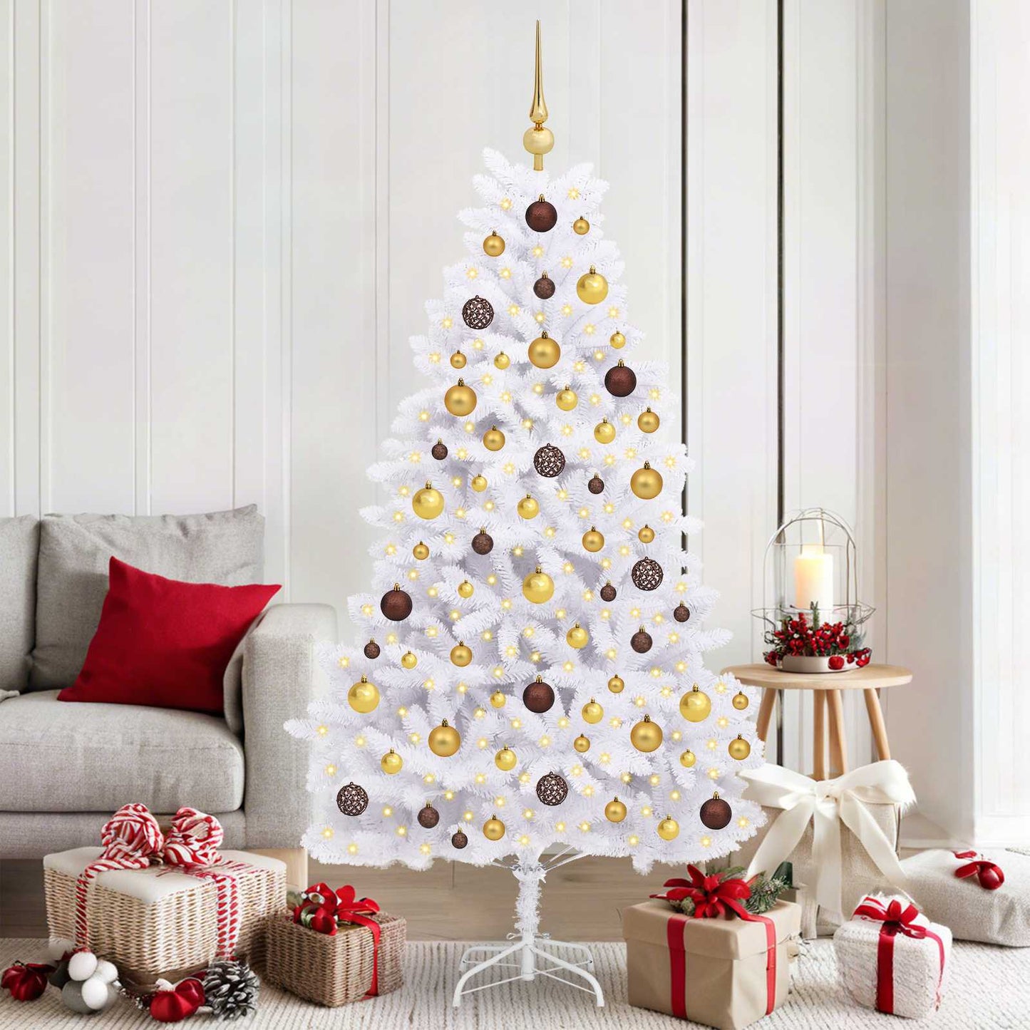 Vidaxl kunstkerstboom wit 90 x 90 x 180 cm pvc en metaal