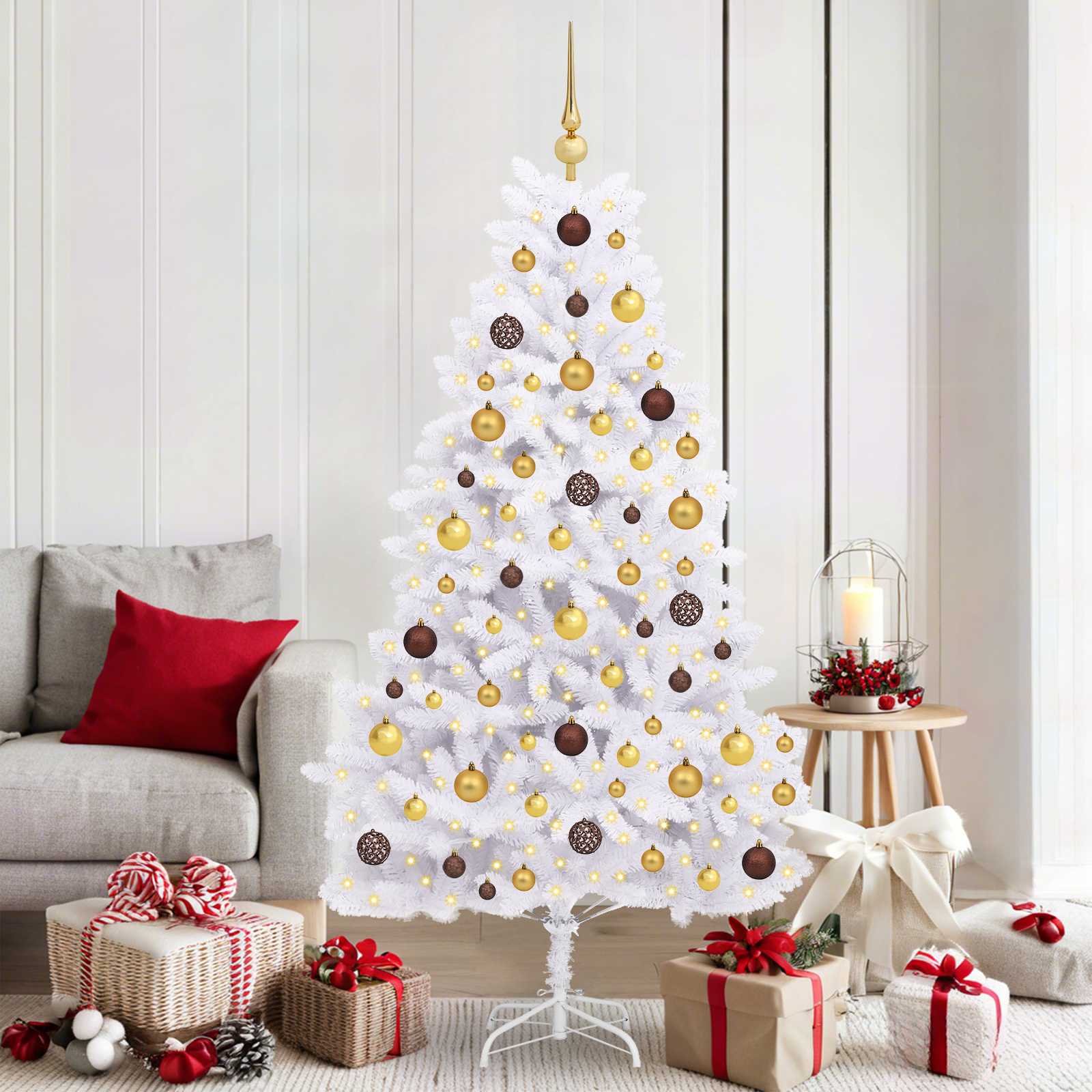 Vidaxl kunstkerstboom wit 90 x 90 x 180 cm pvc en metaal