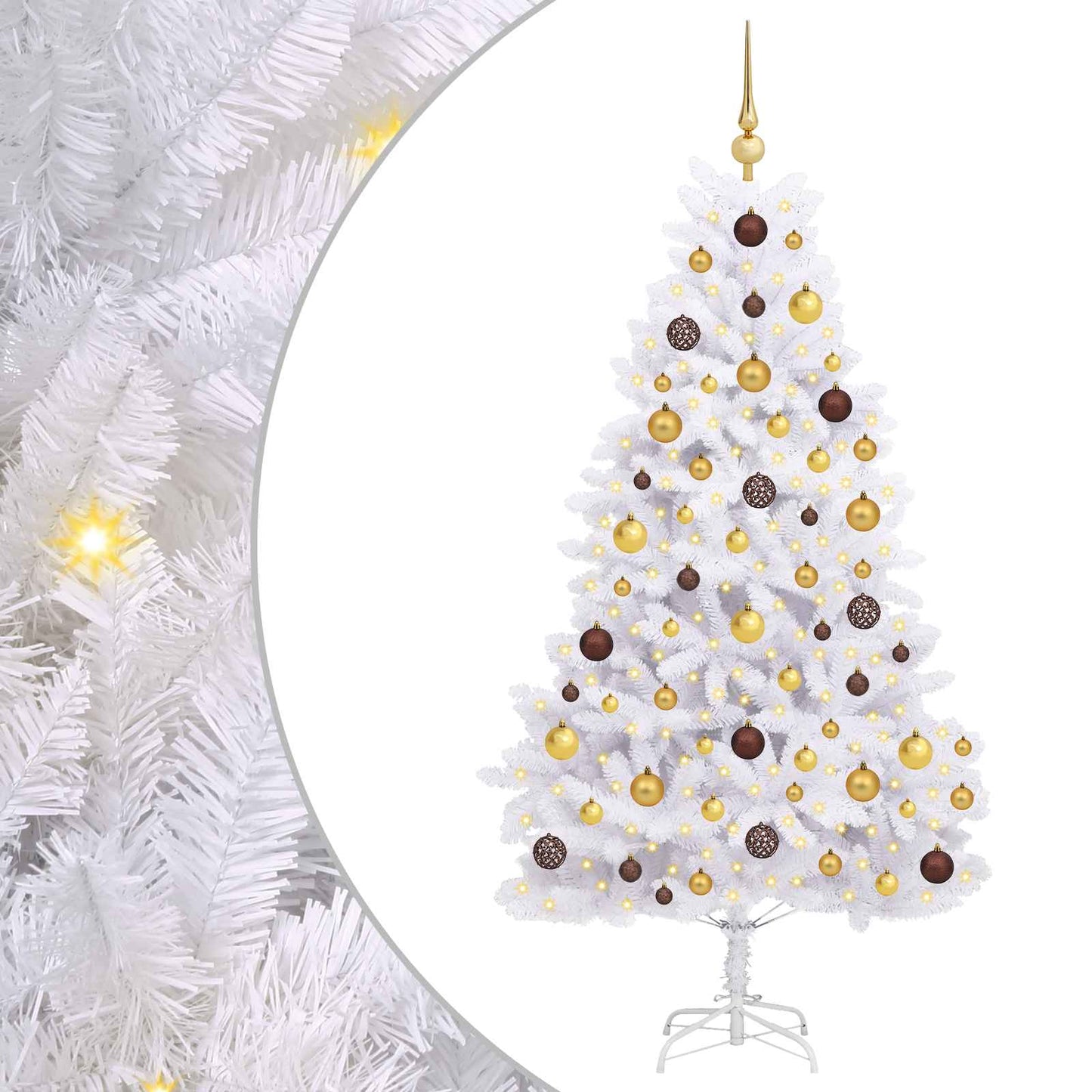 Vidaxl kunstkerstboom wit 90 x 90 x 180 cm pvc en metaal