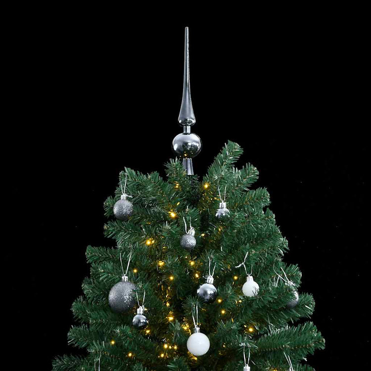 Vidaxl kunstkerstboom met scharnieren 300 led's en kerstballen 210 cm