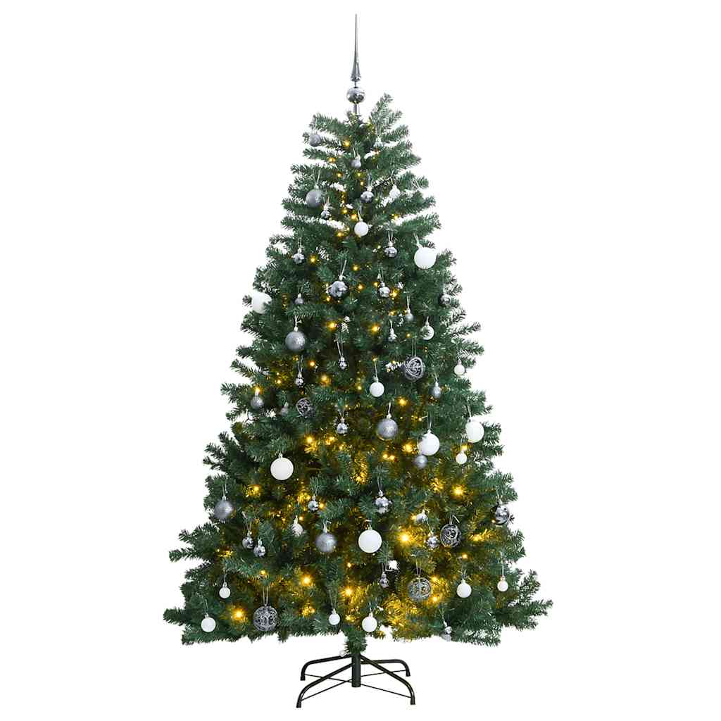 Vidaxl kunstkerstboom met scharnieren 300 led's en kerstballen 240 cm