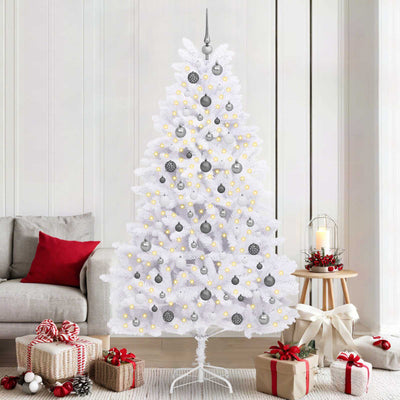 Vidaxl kunstkerstboom 210 cm pvc en staal wit