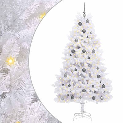 Vidaxl kunstkerstboom 210 cm pvc en staal wit