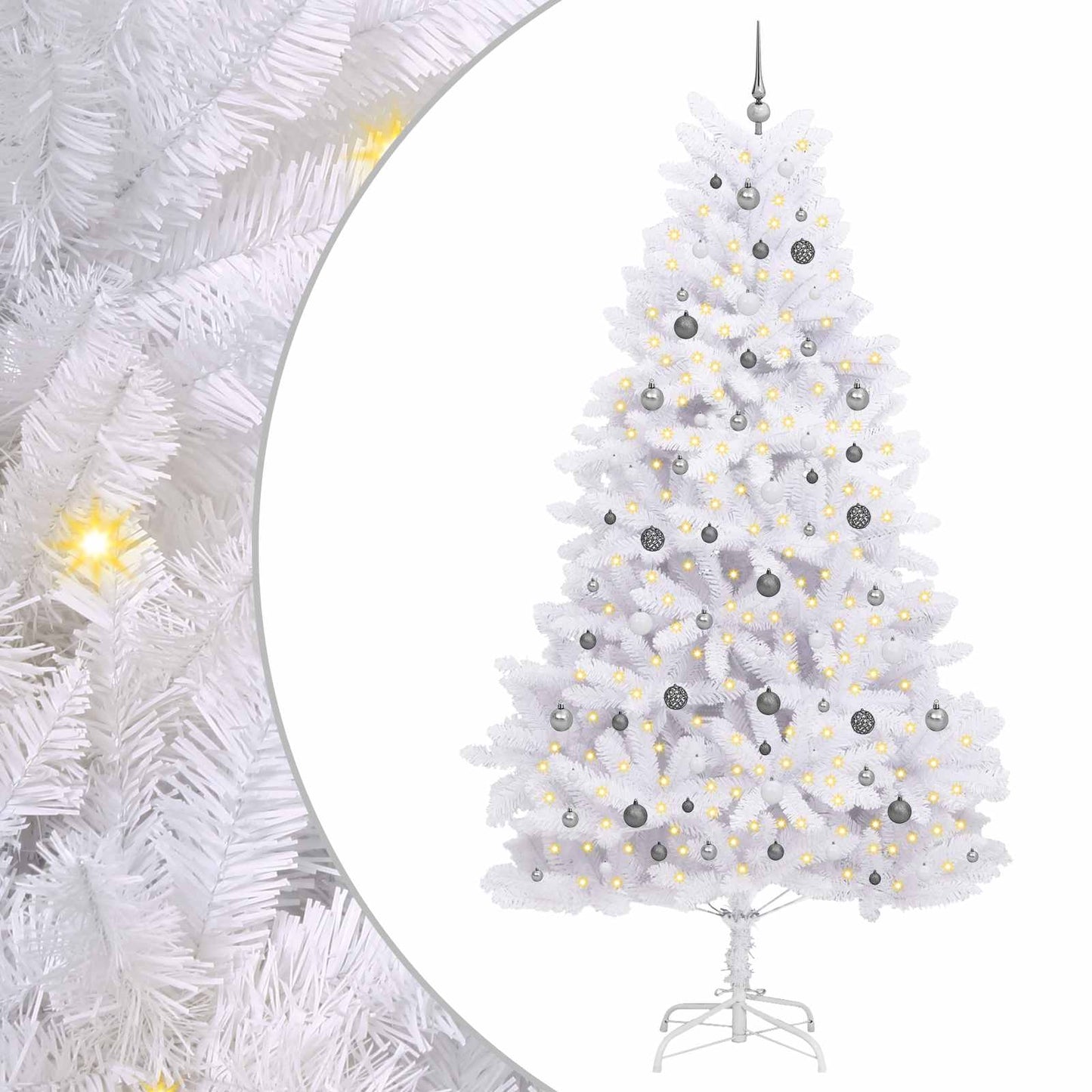 Vidaxl kunstkerstboom wit 128 x 128 x 270 cm pvc en metaal