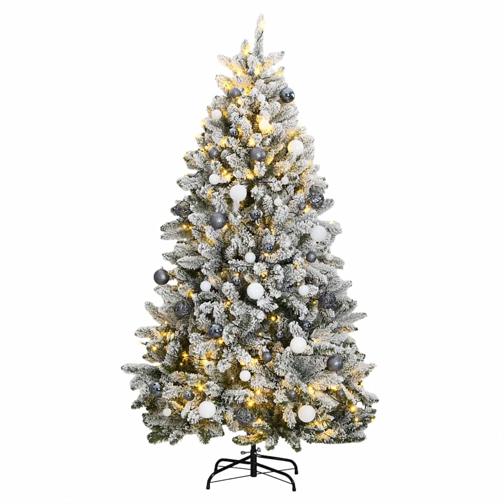 Vidaxl kunstkerstboom met scharnieren 300 led's en kerstballen 270 cm