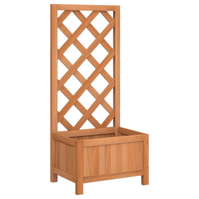 Vidaxl plantenbak met latwerk 40x30x90 cm massief vurenhout bruin