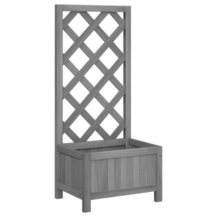 Vidaxl plantenbak met latwerk 40x30x90 cm massief vurenhout grijs