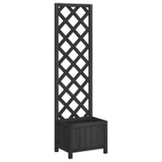 Vidaxl plantenbak met latwerk 40x30x135 cm massief vurenhout zwart - afbeelding 2