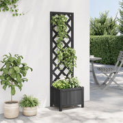 Vidaxl plantenbak met latwerk 40x30x135 cm massief vurenhout zwart - afbeelding 3