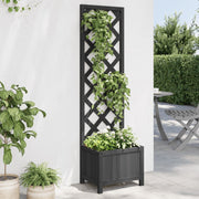 Vidaxl plantenbak met latwerk 40x30x135 cm massief vurenhout zwart - afbeelding 1