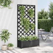 Vidaxl plantenbak met latwerk 90x35x180 cm massief vurenhout zwart - afbeelding 3