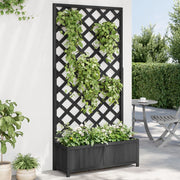 Vidaxl plantenbak met latwerk 90x35x180 cm massief vurenhout zwart - afbeelding 1