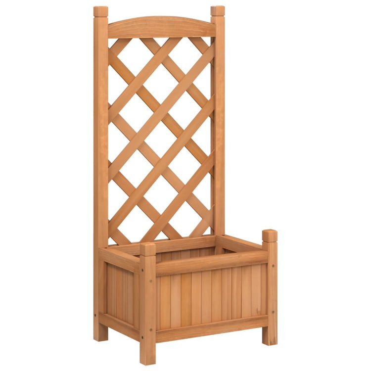 Vidaxl plantenbak met latwerk 40x30x90 cm massief vurenhout bruin
