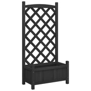 Vidaxl plantenbak met latwerk 55x29,5x110 cm massief vurenhout zwart - afbeelding 2