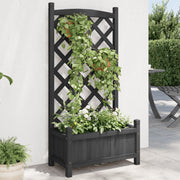 Vidaxl plantenbak met latwerk 55x29,5x110 cm massief vurenhout zwart - afbeelding 1