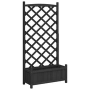 Vidaxl plantenbak met latwerk 75x35x150 cm massief vurenhout zwart - afbeelding 2