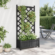 Vidaxl plantenbak met latwerk 75x35x150 cm massief vurenhout zwart - afbeelding 3