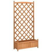 Vidaxl plantenbak met latwerk 90x35x180 cm massief vurenhout bruin - afbeelding 2