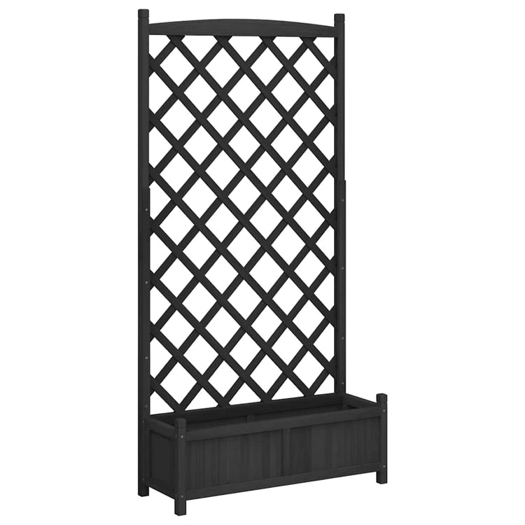 Vidaxl plantenbak met latwerk 90x35x180 cm massief vurenhout zwart