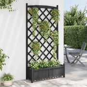 Vidaxl plantenbak met latwerk 90x35x180 cm massief vurenhout zwart - afbeelding 3