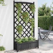 Vidaxl plantenbak met latwerk 90x35x180 cm massief vurenhout zwart - afbeelding 1