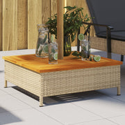 Vidaxl parasolvoetbedekking 70x70x25 cm poly rattan acaciahout beige - afbeelding 1