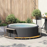 Vidaxl hottub ombouw opbergruimte en houten opstapje poly rattan grijs - afbeelding 3