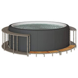 Vidaxl hottub ombouw opbergruimte en houten opstapje poly rattan grijs - afbeelding 1