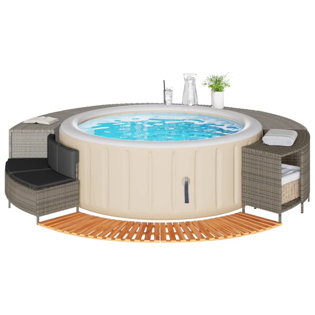 Vidaxl hottub-ombouw poly rattan massief acaciahout grijs