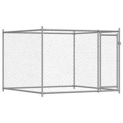 Vidaxl hondenhok met deur 2x2x1,5 m gegalvaniseerd staal grijs