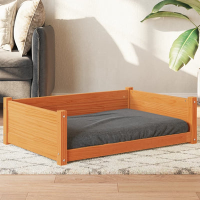 Vidaxl hondenmand 95,5x65,5x28 cm massief grenenhout wasbruin