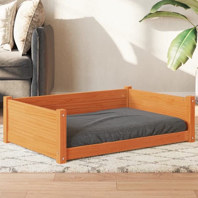 Vidaxl hondenmand 95,5x65,5x28 cm massief grenenhout wasbruin