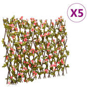 Vidaxl kunstplant klimop latwerk 5 st uittrekbaar 180x60 cm donkerroze - afbeelding 1